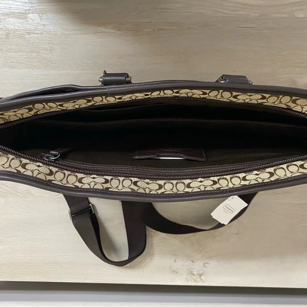 Coach Brown Briefcase with Signature Monogram and Leather Trim - Picture 9 of 10